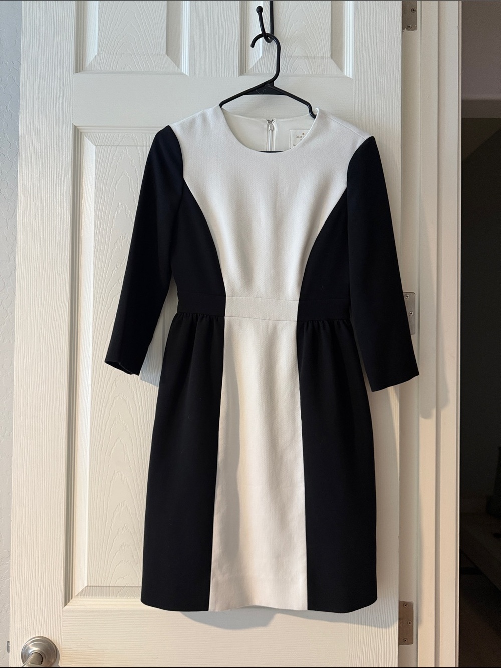 kate spade Black and White Paneled Long Sleeve Dress